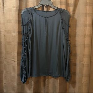 Elie Tahari Rope Sleeve Silk Blouse